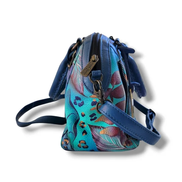 ✨️HP✨️Anuschka | Pretty Blue Multicolor Tropical Floral Convertible Satchel - Picture 5 of 16